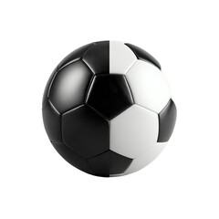 A black and white soccer ball, perfectly symmetrical,?divided down the center