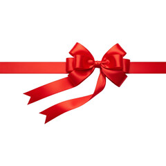 Traditional Christmas Red Satin Ribbon Isolated on Transparent Background PNG