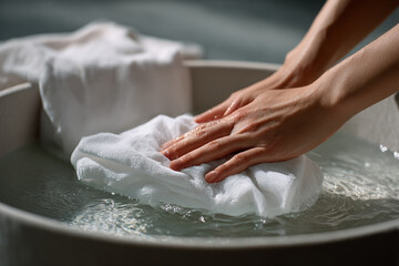 Hand Washing White Fabric
