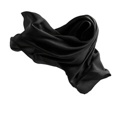 Dark fabric drapes in a dynamic swirl