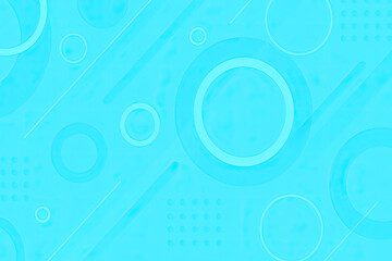 Obraz premium Bright cyan geometric abstract background. Modern minimalist design featuring dynamic compositions of overlapping circles, sleek diagonal lines, and subtle grid dot patterns. A clean, serene digital b