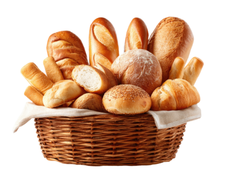 Basket overflowing with assorted breads