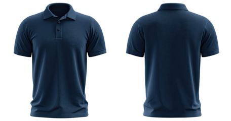 Dark navy polo shirt, front and back views (2)