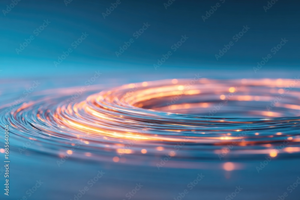 Poster swirling light trails create mesmerizing patterns in tranquil blue environment