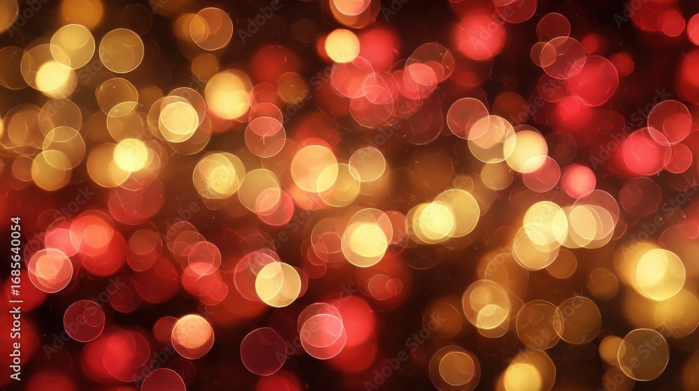 Poster abstract bokeh lights in red and yellow creating a dreamy festive atmosphere