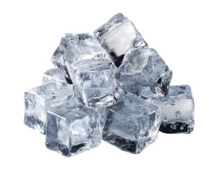 A cluster of clear, square ice cubes