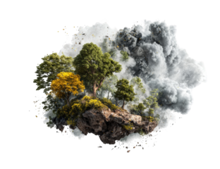 Forest island in a cloud