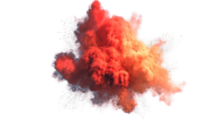 Abstract explosion of vibrant red and orange smoke
