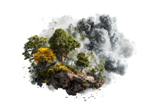 Forest island in a cloud