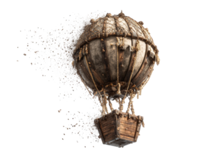 Vintage hot air balloon exploding