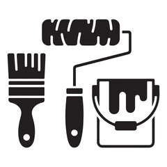 Paint brush roller and bucket set