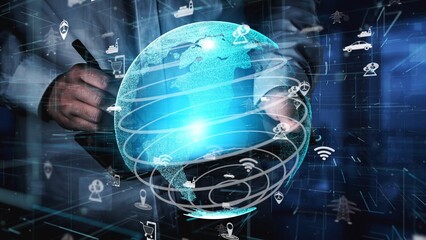 A dynamic digital globe represents the interconnectedness of technology in a modern business landscape, showcasing innovation and global communication. Xenic