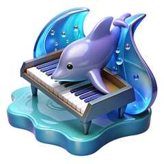 Playful Dolphin Pianist A 3D Render of a Cute