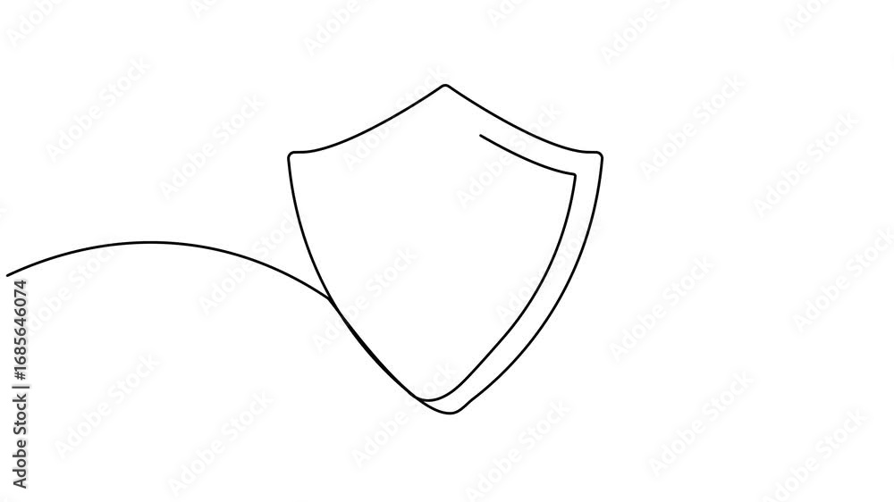 Aufkleber shield badge with checkmark continuous line animated video. protect linear symbol. guard sign animat