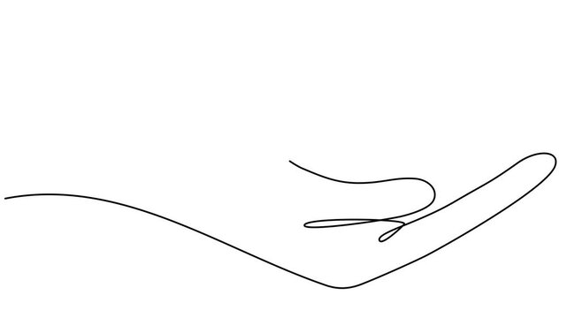 Hand holding shield badge with checkmark continuous line animated video. Guard protection sign animation.