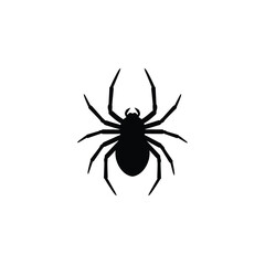 Spider silhouette illustration with eight legs on a white background. EPS 10.