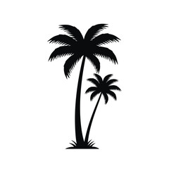 Palm tree silhouette illustration with arching fronds on a white background. EPS 10.