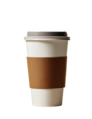 Disposable coffee cup with lid and sleeve