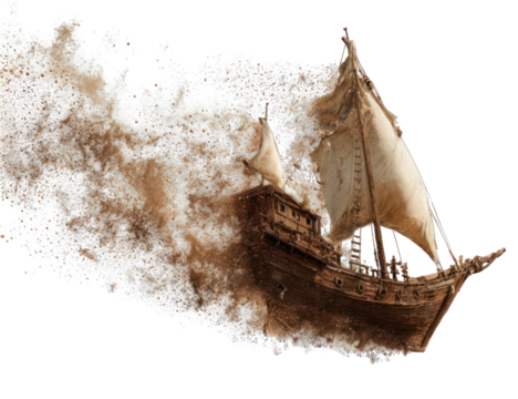 Ancient ship in a storm