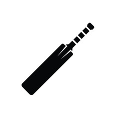 Cricket bat silhouette illustration with angled handle on a white background. EPS 10.