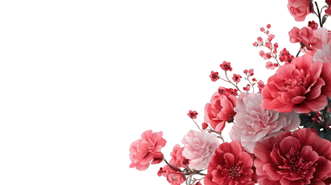 Floral arrangement, soft pinks and reds