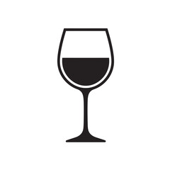Wine glass silhouette illustration with liquid fill on a white background. EPS 10.
