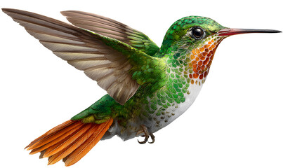 Fototapeta premium hummingbird flying, isolated on a transparent background png file with a white background.