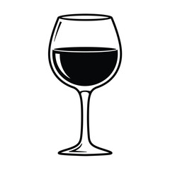 Wine glass silhouette illustration with liquid fill on a white background. EPS 10.