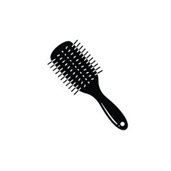 Hairbrush silhouette illustration with oval head and bristles on a white background. EPS 10.