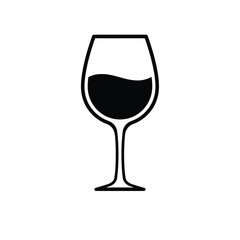 Wine glass silhouette illustration with liquid fill on a white background. EPS 10.