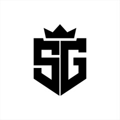 SG Vector image of a shield with a sharp geometric style and a pointed crown