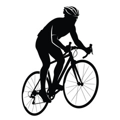Obraz premium Cyclist riding uphill on road bike silhouette on a white background. EPS 10.