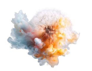 Abstract explosion of colorful ink in mid-air