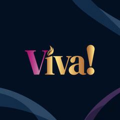 Modern Viva Poster – Gradient Typography Digital Artwork in Pink and Gold, Inspirational Celebration Print, Stylish Wall Art for Home, Office or Party