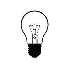 Incandescent light bulb line art illustration on a white background. EPS 10.