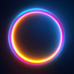 Obraz premium Neon Circle Frame, isolated on transparent background