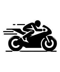 Fototapeta premium Sleek Silhouette of a Motorcyclist Speeding Forward A Dynamic Depiction of Movement and Velocity Emphasizing the Thrill of Riding