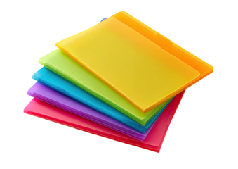 Stack of colorful plastic document folders