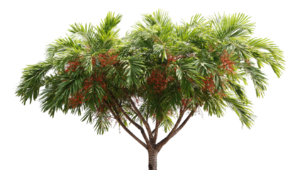Lush palm tree with vibrant foliage and fruit