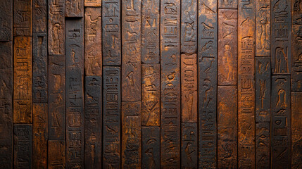 Ancient Egyptian hieroglyphs carved into stone create mysterious and captivating texture. intricate designs and symbols evoke sense of history