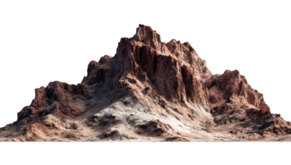 Rugged mountain peak against black background