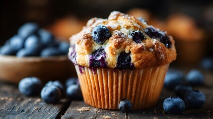 delicious blueberry muffin on the table