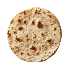 Round, baked flatbread, light tan with browned spots