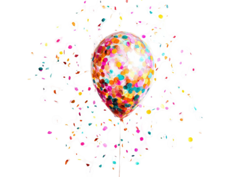 Colorful balloon bursting with confetti