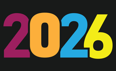 2026 Happy New Year Background Design with colorful line. 3D render of the number 2026
