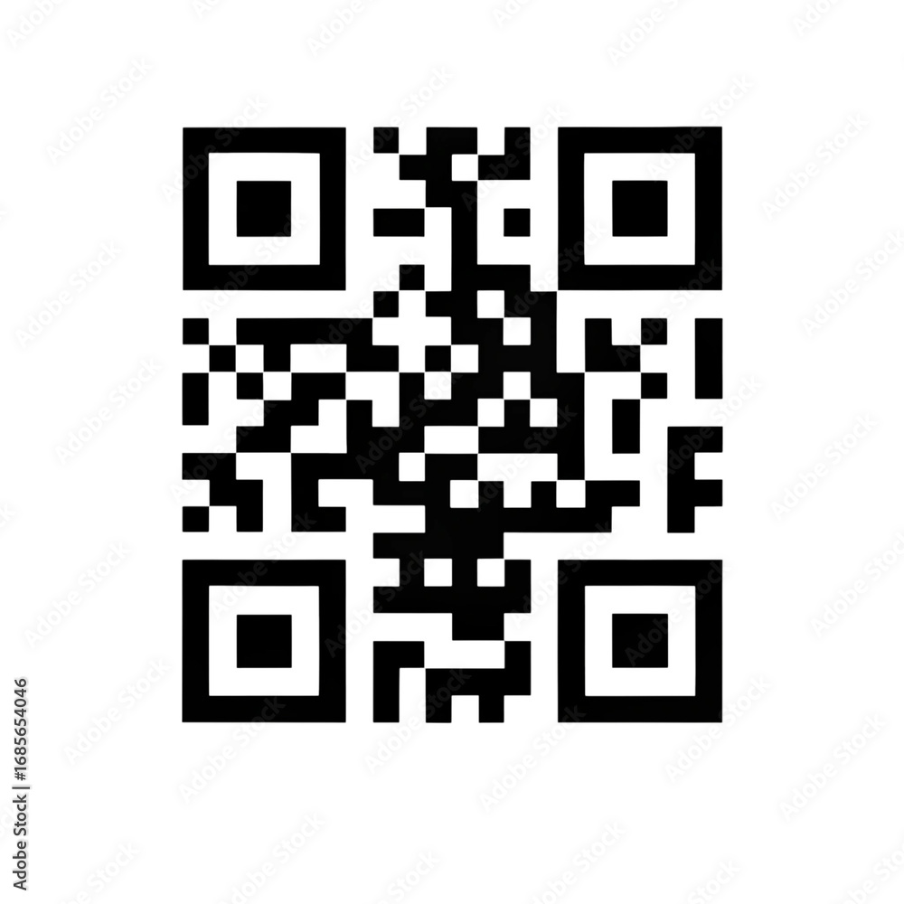 Wall mural white qr code outline on transparent background for easy integration