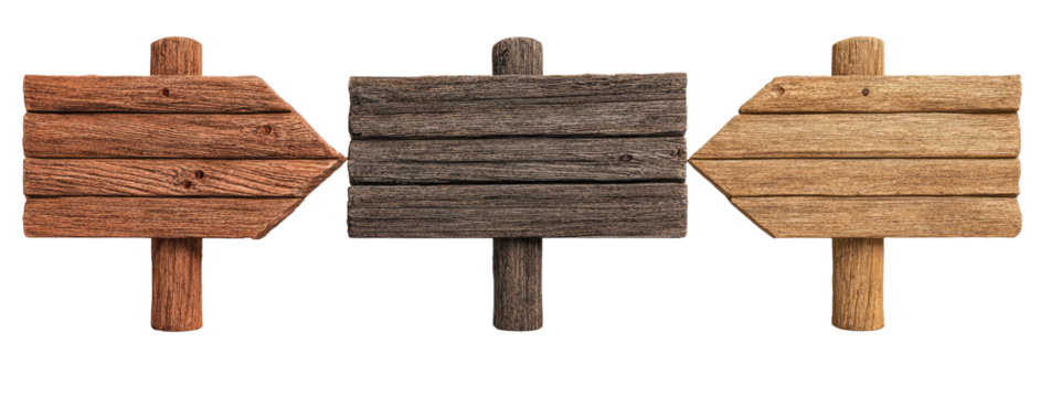 Three rustic wooden directional signs (2)