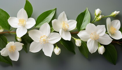 Fototapeta premium a string of sweet scented jasmine blossoms with a copy space image