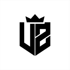 UZ Vector image of a shield with a sharp geometric style and a pointed crown
