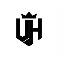 VH Vector image of a shield with a sharp geometric style and a pointed crown